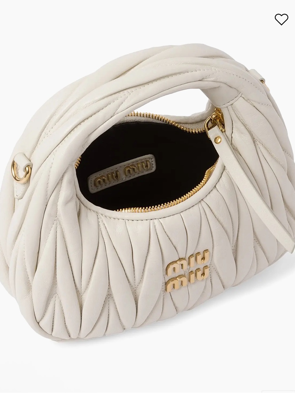 Second Hand Miu Miu Cream Quilted Matelassé Mini hand Bag with Gold Hardware - Picture 4 of 16